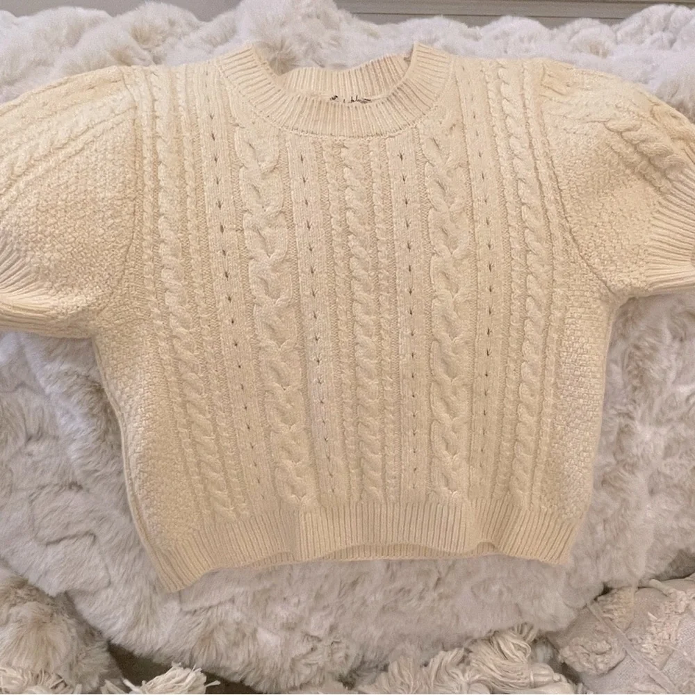 Free People Short & Sweet Brami In Eggnog Crop Sweater Top